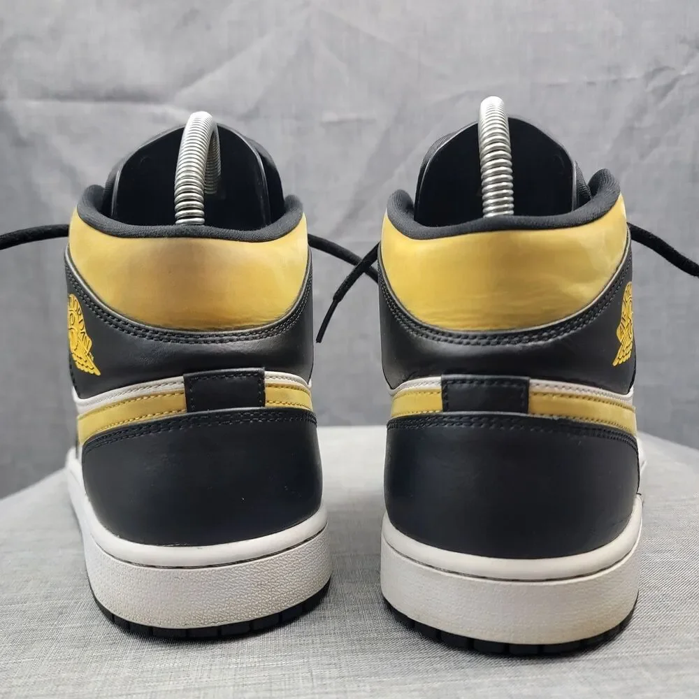 Nike Air Jordan 1 Mid White University Gold Pollen Black 554724-177 Men Size 11